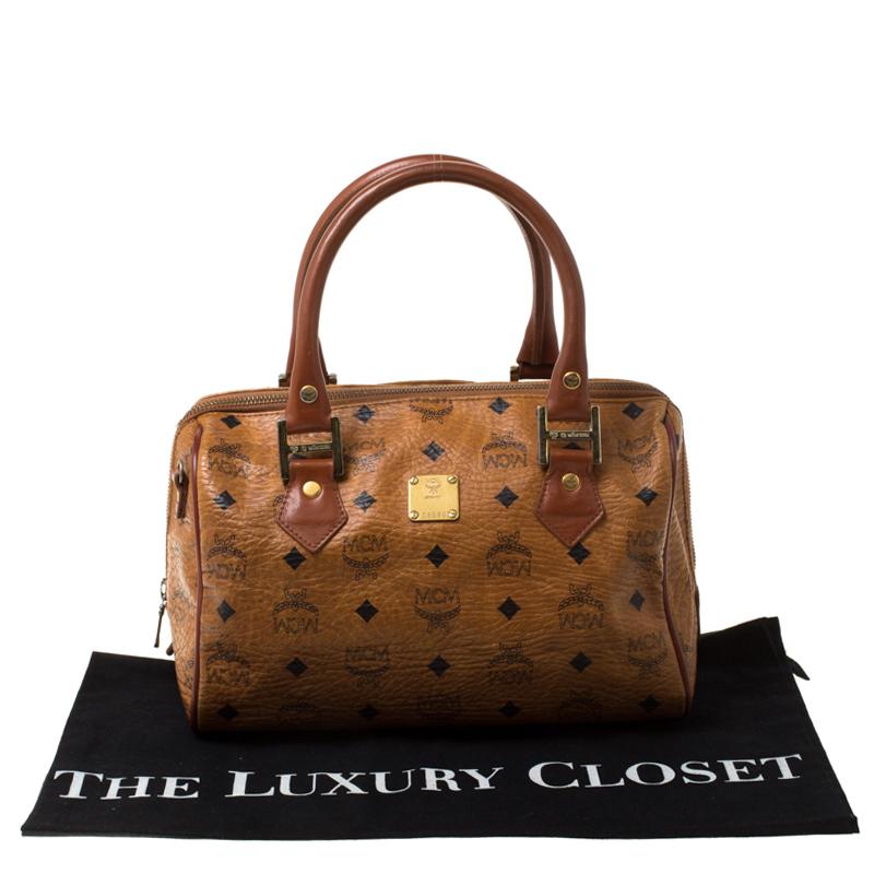Mcm Heritage Boston Satchel Bag, Cognac IUCN Water