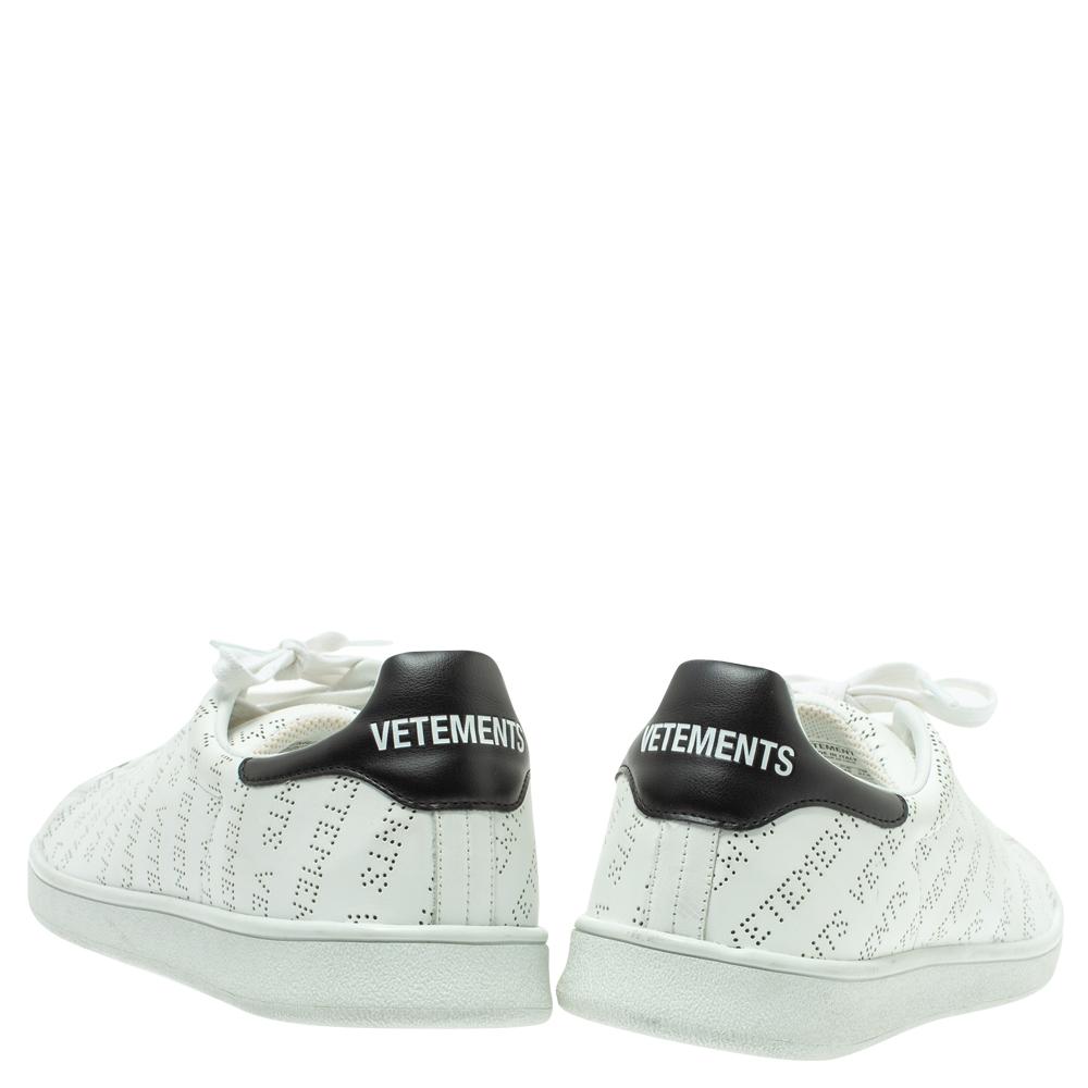 Vetements White Perforated Leather Low Top Sneakers for Men - Lyst