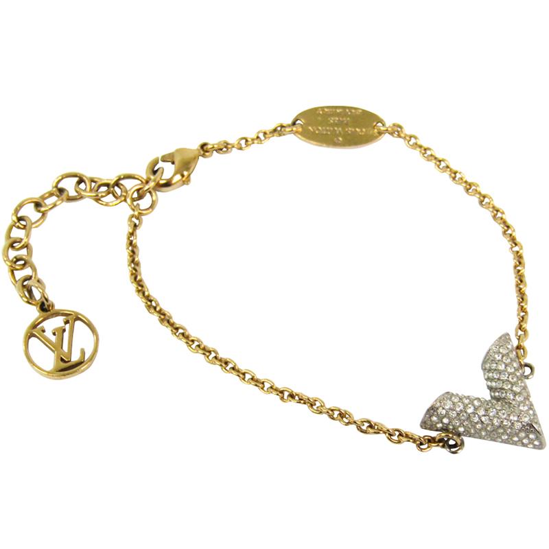 Louis Vuitton Essential V Rhinestone 2-tone Soft Bracelet in Metallic - Lyst