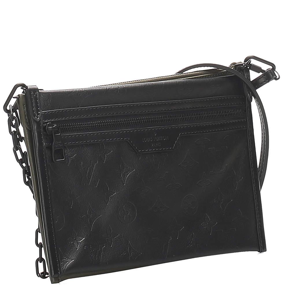 Louis Vuitton Leather Black Monogram Shadow Double Flat Messenger Bag Lyst
