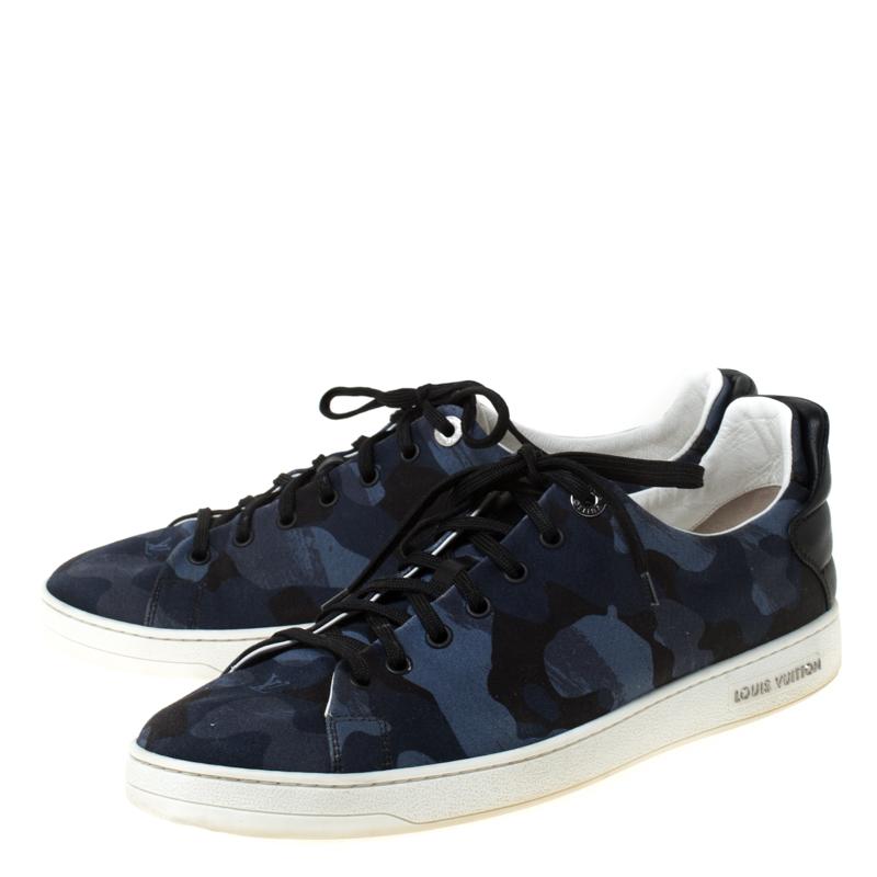 Louis Vuitton Leather Blue Camouflage Fabric Frontrow Low Top Sneakers Size 43.5 for Men - Lyst