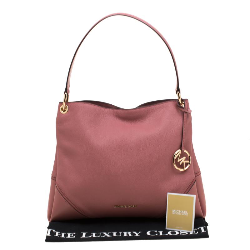 Michael Kors Pink Leather Large Nicole Shoulder Bag in Pink - Lyst