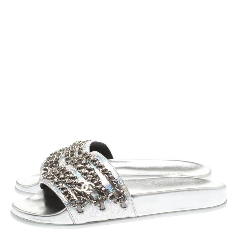 silver glitter slides