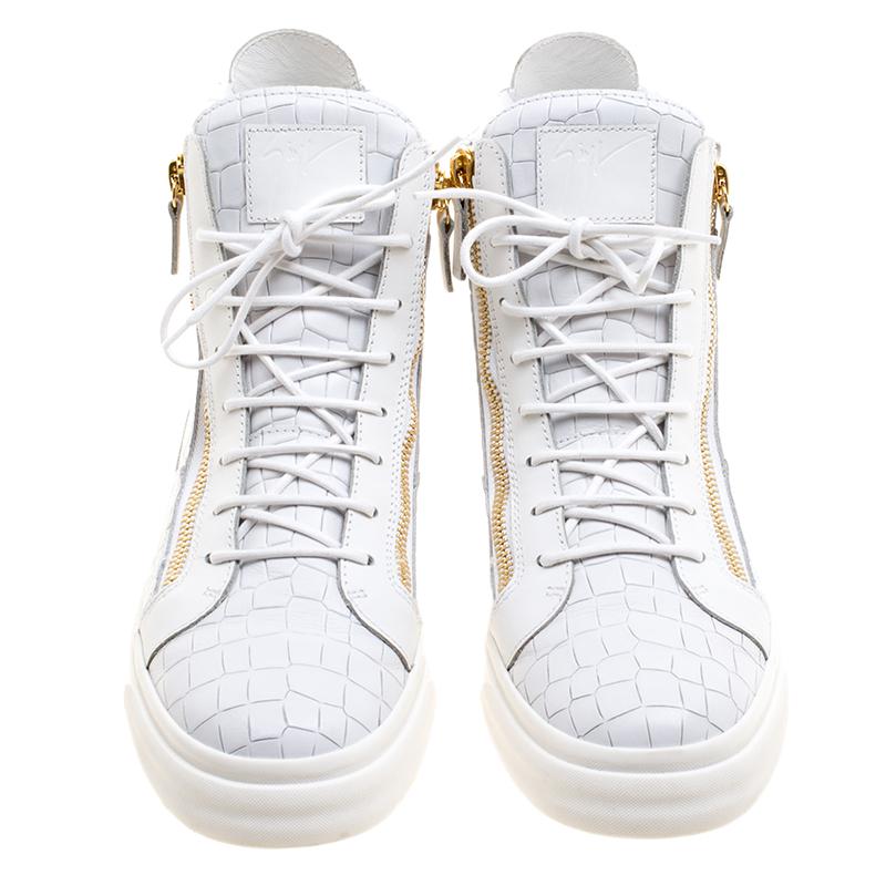 Lyst Giuseppe Zanotti White Croc London Hightop
