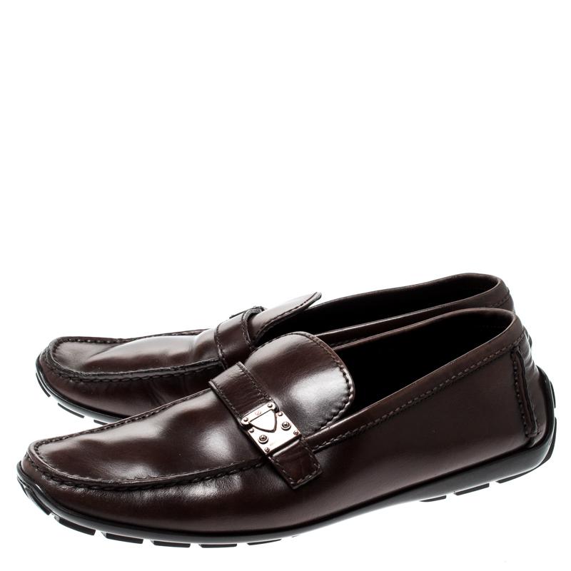 Louis Vuitton Brown Leather Loafers Size 42 in Brown for Men - Lyst