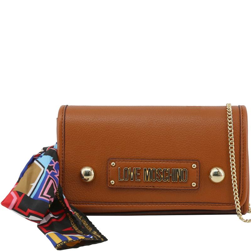 Moschino Love Brown Faux Leather Scarf Woc Clutch Bag Lyst