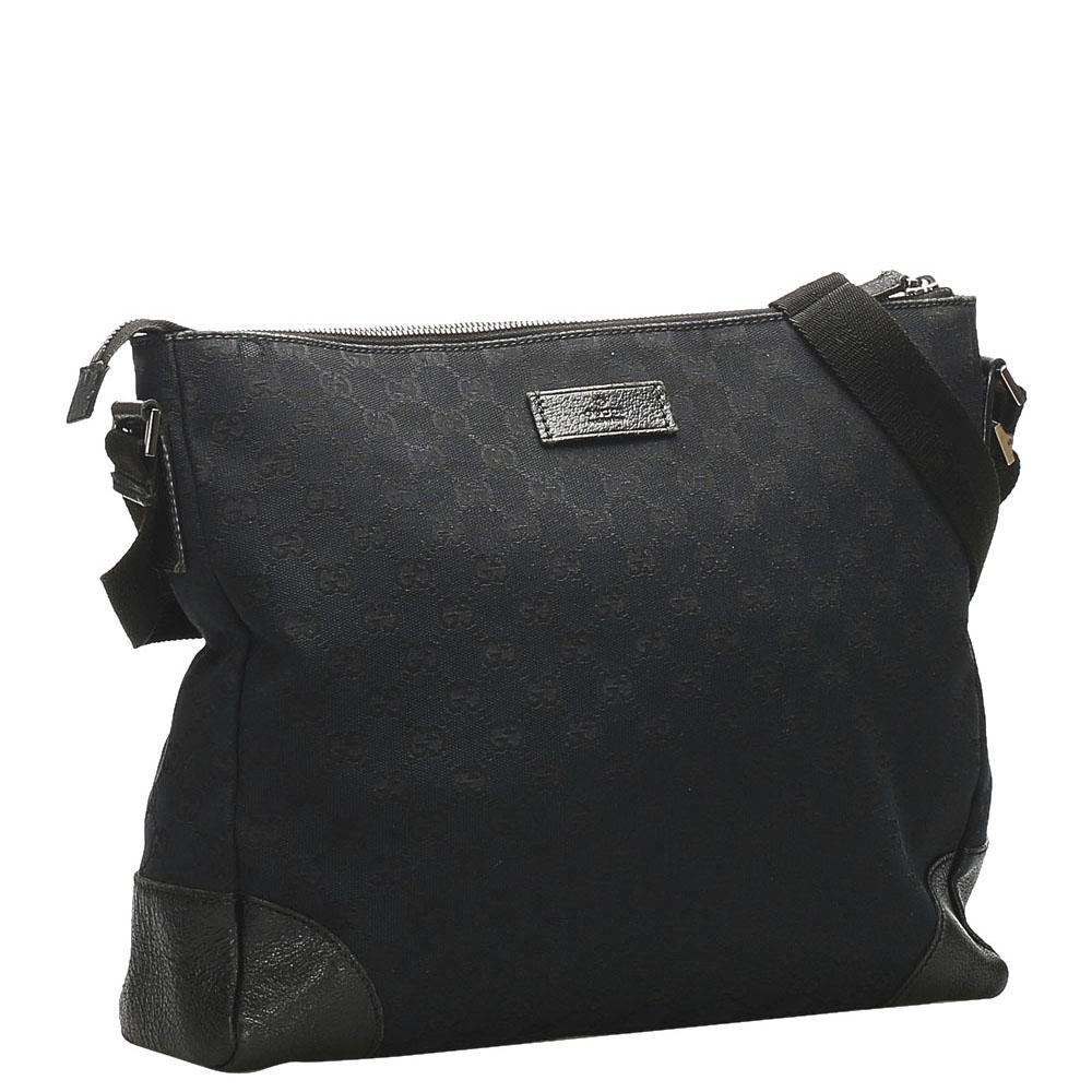 Gucci Black GG Canvas Crossbody Bag - Lyst