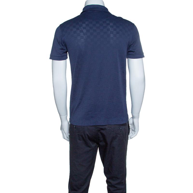 Louis Vuitton Navy Blue Damier Check Print Cotton Long Sleeve