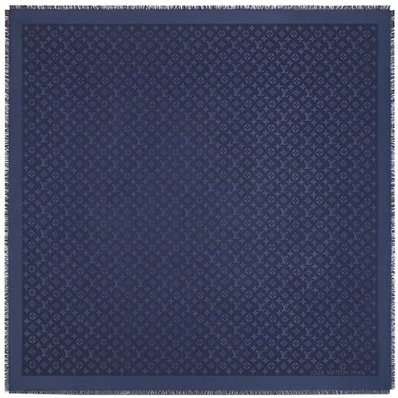 Louis Vuitton Silk Navy New Night Blue Monogram Shawl Scarf/wrap - Lyst