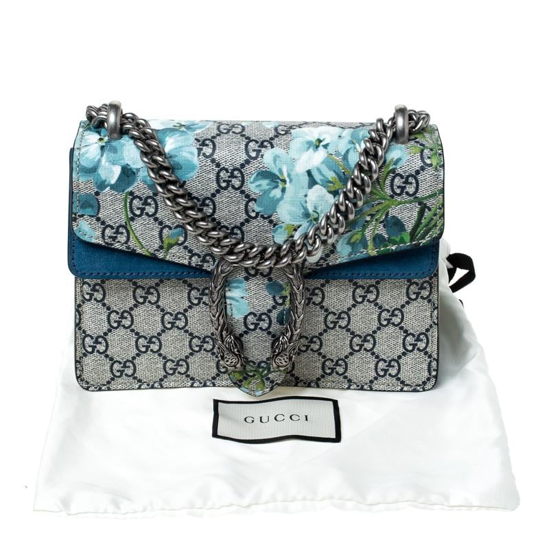 Gucci Blue/beige GG Supreme Blooms Canvas Mini Dionysus Shoulder Bag - Lyst