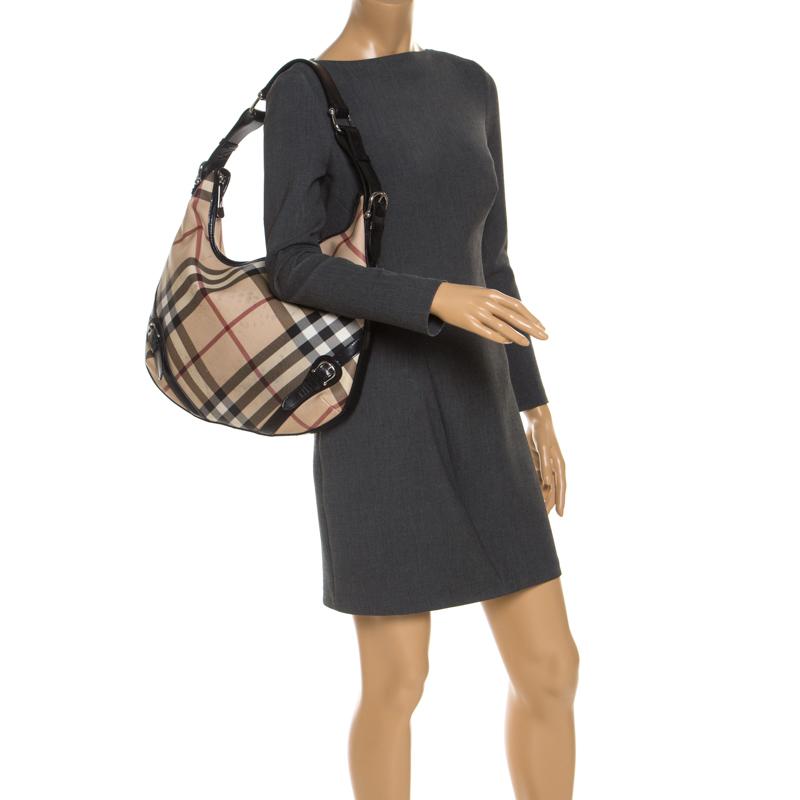 burberry nova check hobo bag