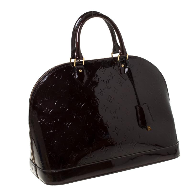 Louis Vuitton Leather Amarante Monogram Vernis Alma Gm Bag in Burgundy (Black) - Lyst