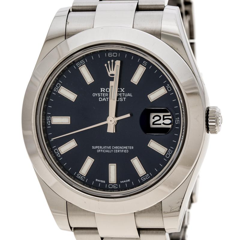 Rolex Blue Stainless Steel Oyster Perpetual Datejust Ii ...