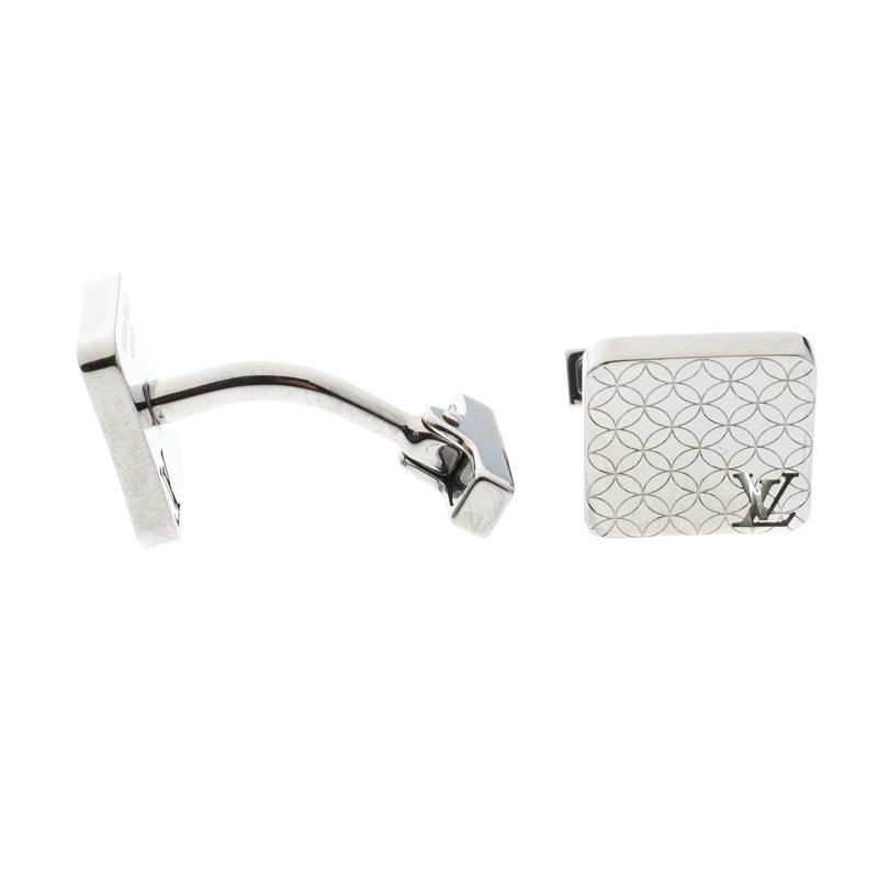 Louis Vuitton Champs Elysees Textured Tone Cufflinks in Silver (Metallic) for Men - Lyst