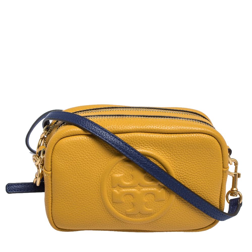 Tory Burch Yellow Leather Mini Perry Bombe Crossbody Bag Lyst