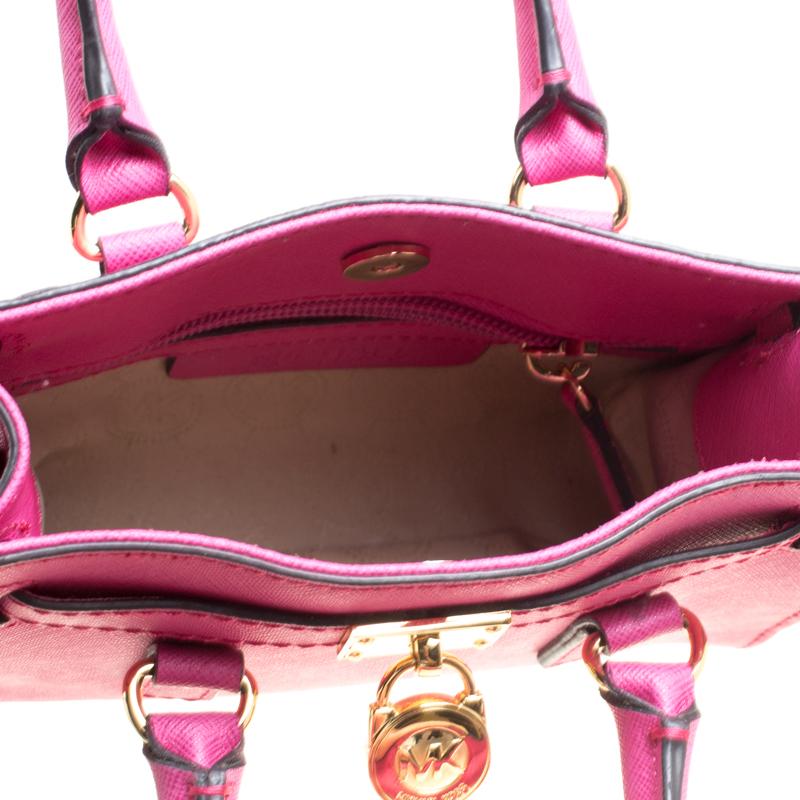 MICHAEL Michael Kors Hot Pink Saffiano Leather Mini Hamilton Crossbody Bag - Lyst