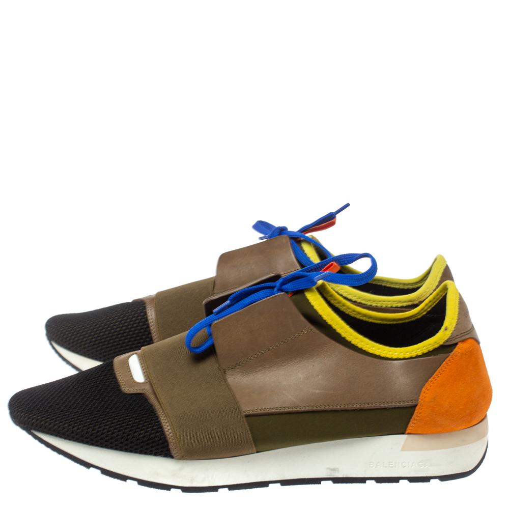 Balenciaga Multicolor Leather, Suede And Mesh Race Runners Sneakers for