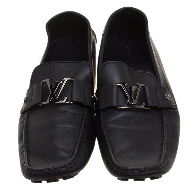Louis Vuitton moccasins Monte Carlo model in navy grained leather