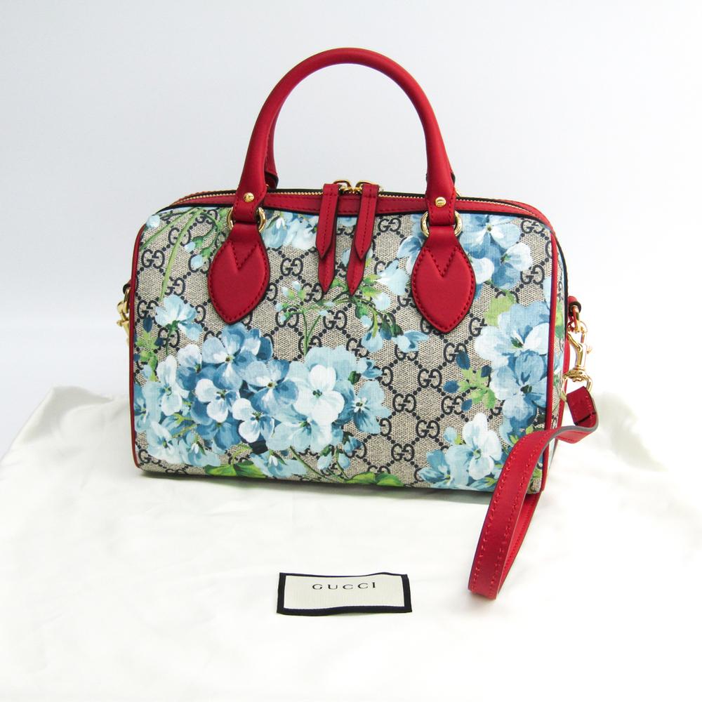 Gucci Red Canvas Leather Gg Supreme Blooms Mini Boston Bag Lyst