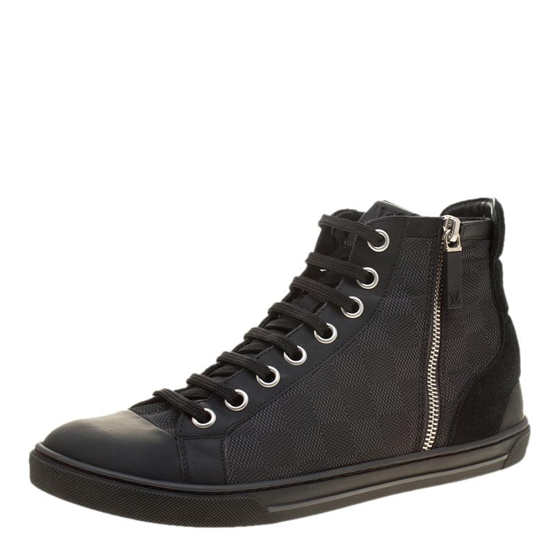 Louis Vuitton Damier Graphite Fabric And Suede Trim Zip Up High Top Sneakers in Black for Men - Lyst
