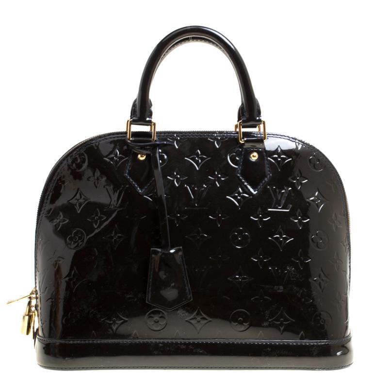 Louis Vuitton Leather Monogram Vernis Alma Pm Bag in Black - Lyst