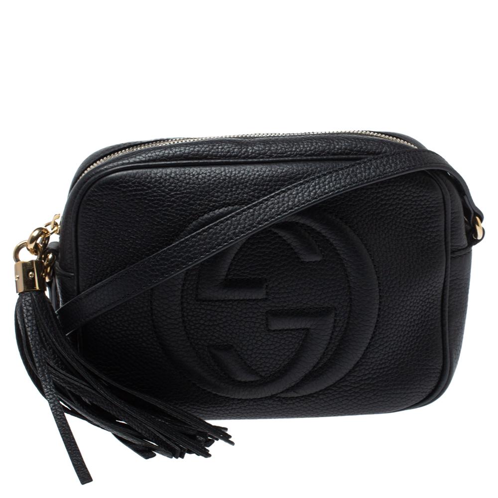 soho small leather disco bag black