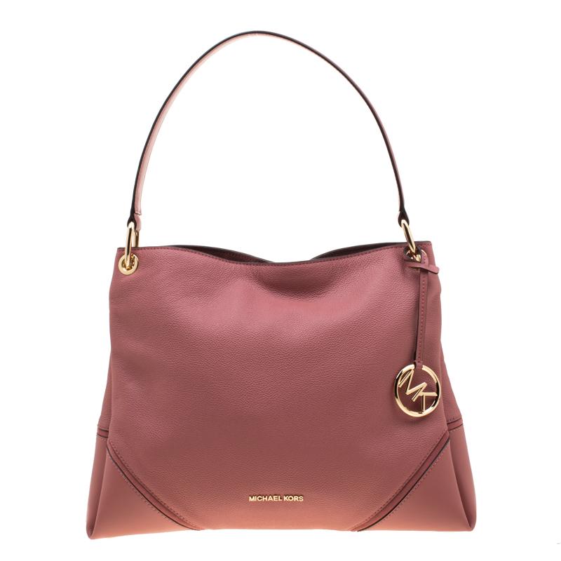 Michael Kors Pink Leather Large Nicole Shoulder Bag in Pink - Lyst