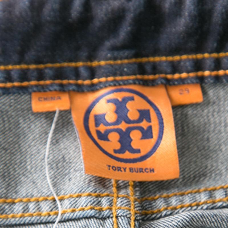 Tory Burch Indigo Dark Wash Denim Classic Boot Cut Jeans in Blue - Lyst