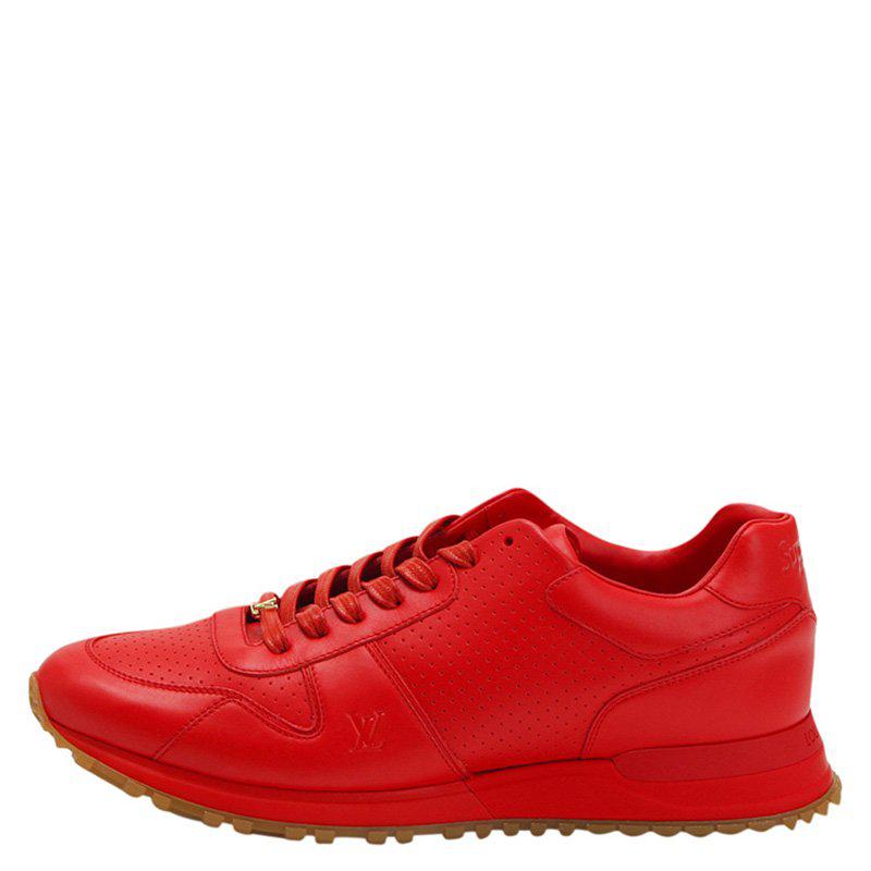 Louis Vuitton X Supreme Limited Edition Perforated Leather Runaway Sneakers in Red for Men - Lyst