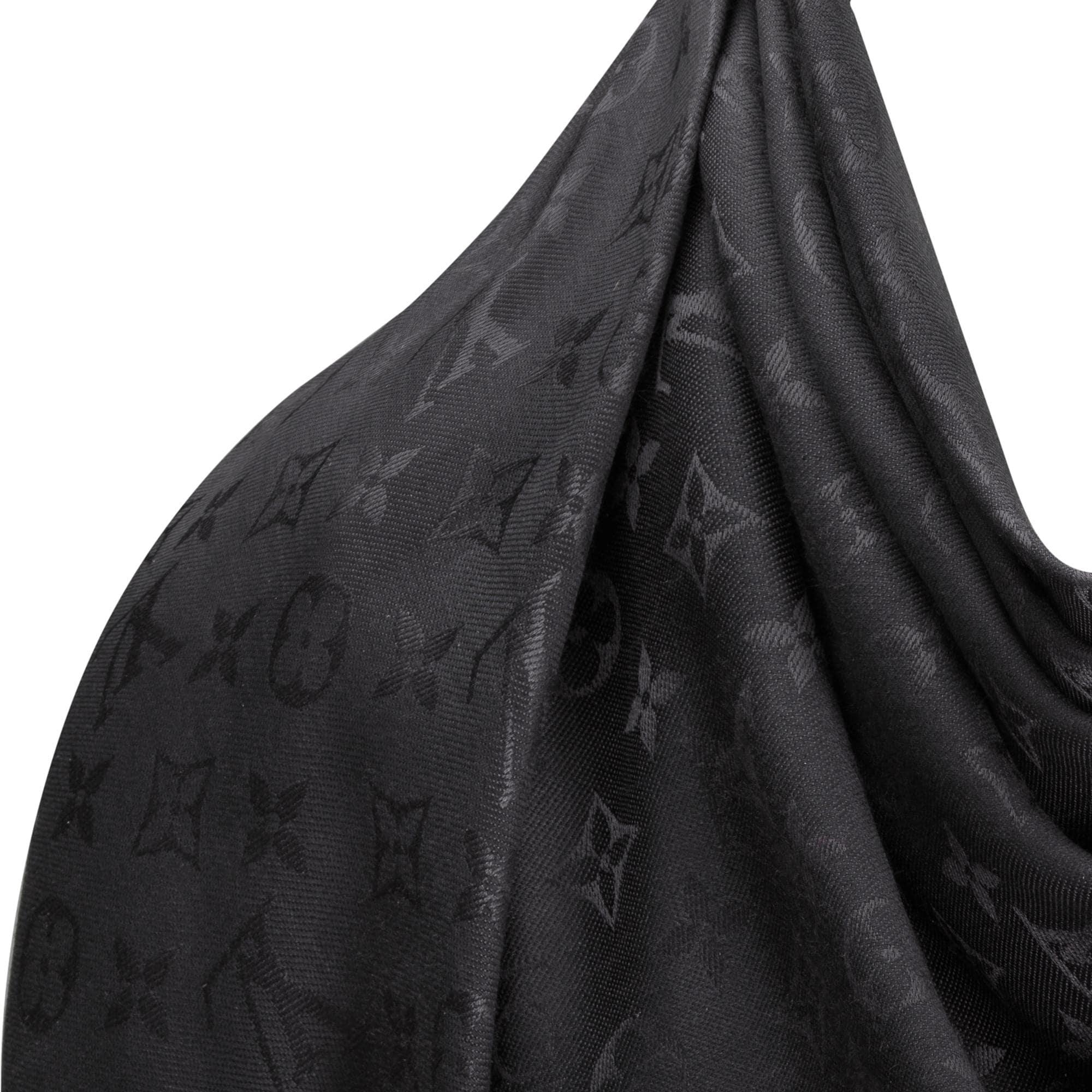 Louis Vuitton Charcoal Grey Monogram Silk And Wool Shawl in Gray - Lyst