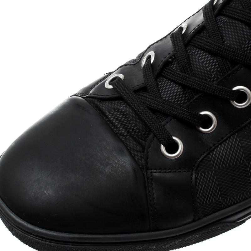 Louis Vuitton Black Damier Graphite Fabric And Suede Trim Zip Up High Top Sneakers Size 45 for ...