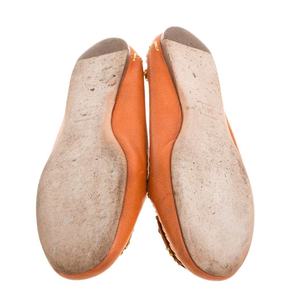 orange leather flats