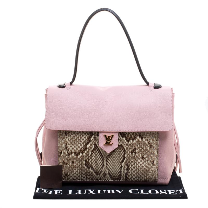 Louis Vuitton Rose Ballerine Leather And Python Lockme Mm Bag in Pink - Lyst