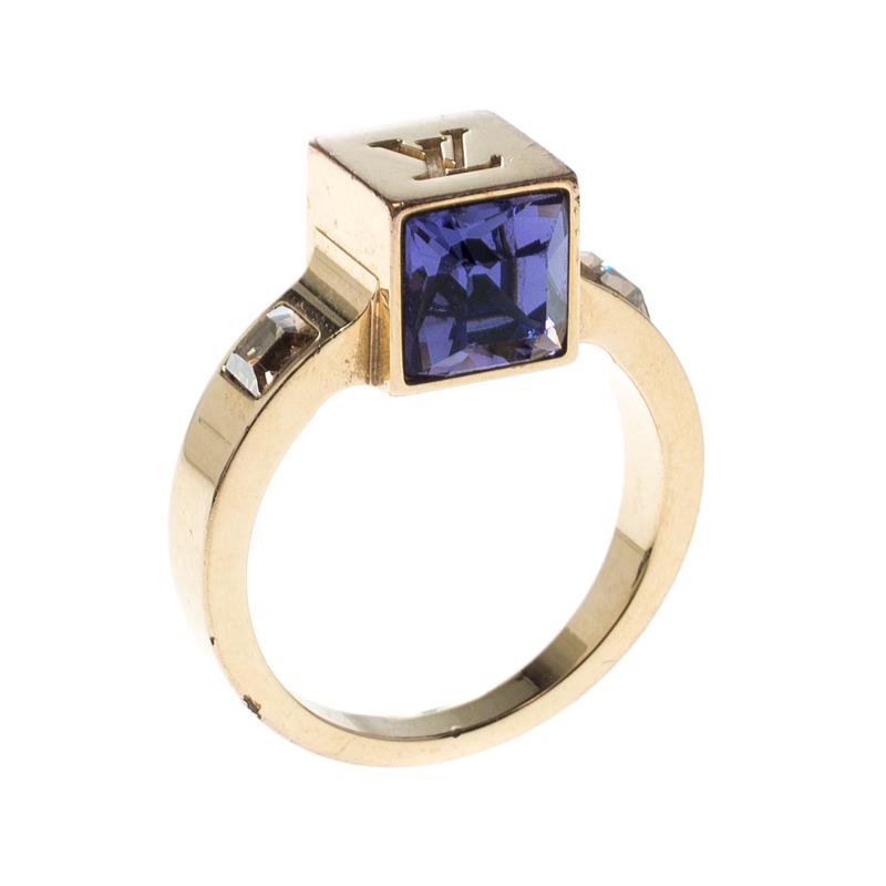 Louis Vuitton Gamble Crystal Gold Tone Ring Size 48 in Metallic - Lyst