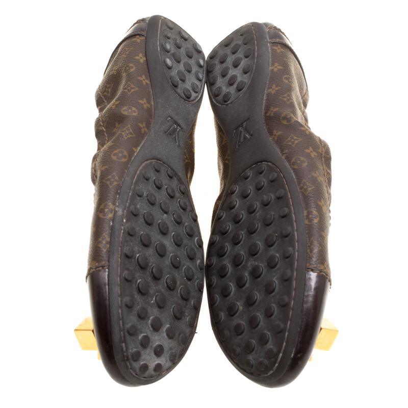 Louis Vuitton Monogram Canvas And Leather Cap Toe Lovely Scrunch Ballet Flats in Brown - Lyst