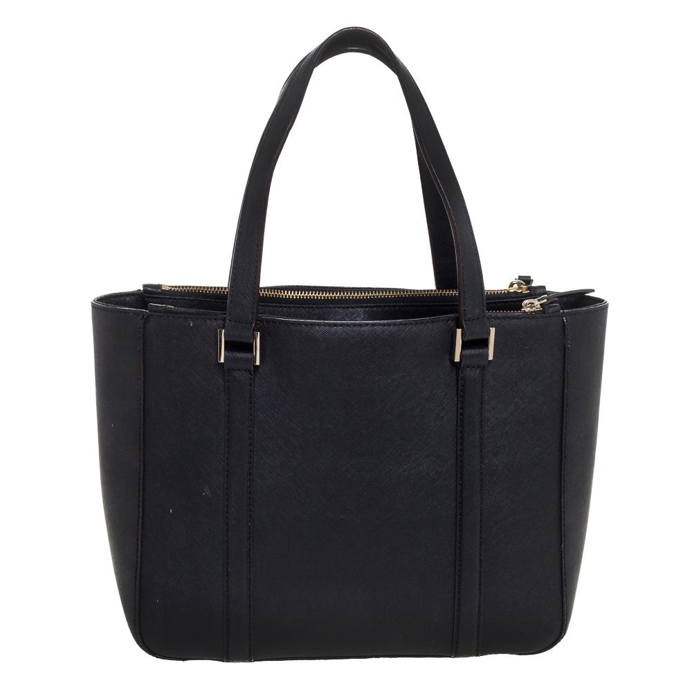 Kate Spade Black Leather Double Zip Tote - Lyst