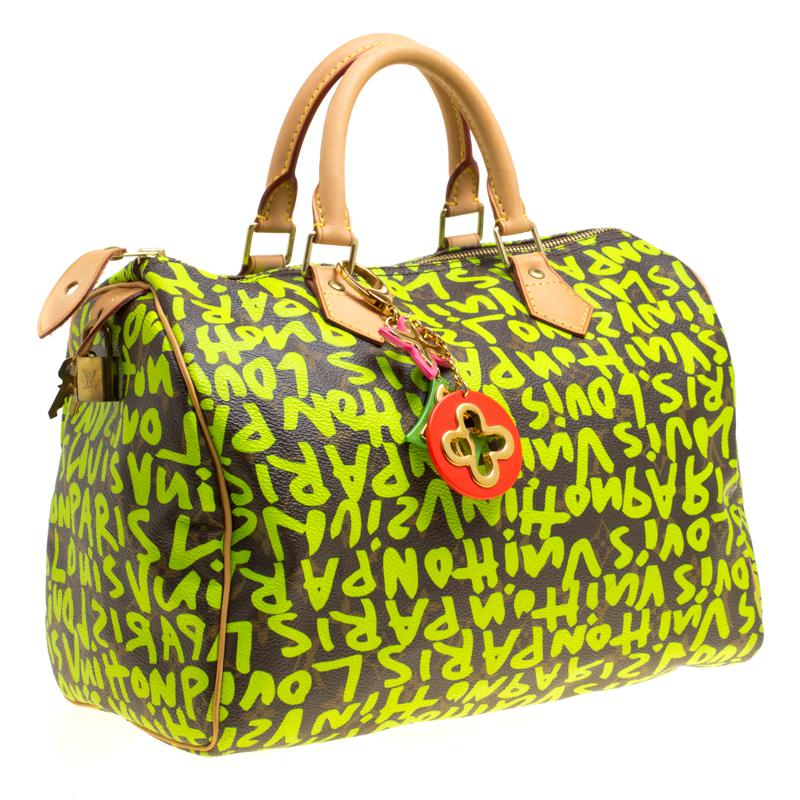 Louis Vuitton Monogram Canvas Neon Graffiti Stephen Sprouse Speedy 30 Bag With Charm in Green - Lyst