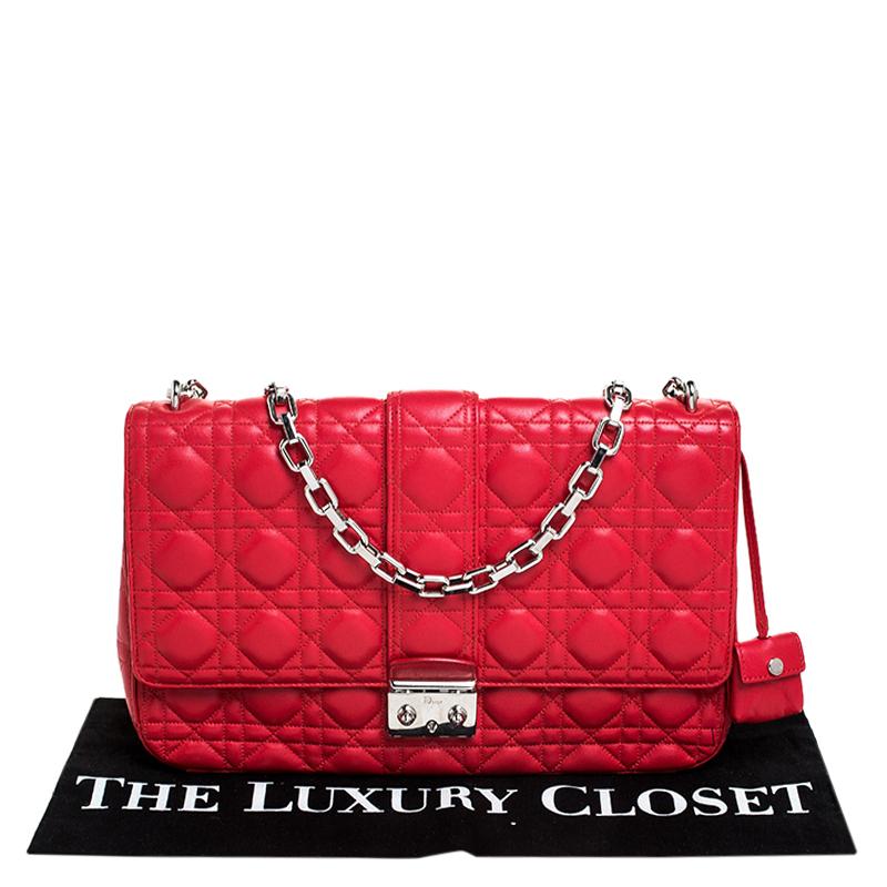 Dior Red Cannage Quilted Leather Large Miss Flap Bag Lyst