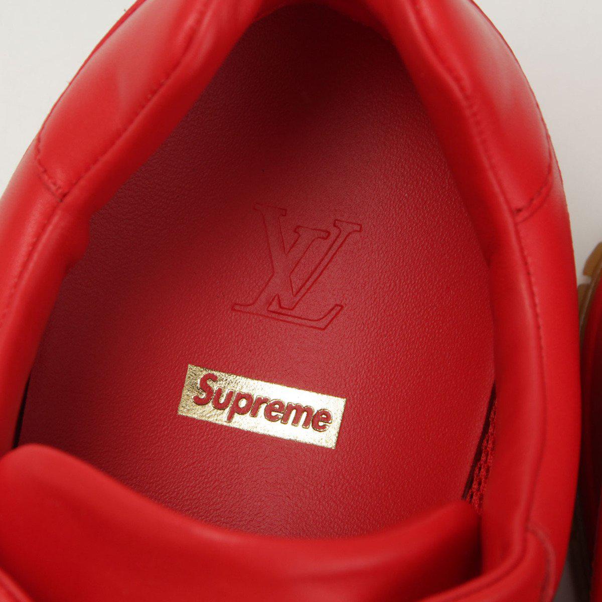 Louis Vuitton X Supreme Limited Edition Perforated Leather Runaway Sneakers in Red for Men - Lyst