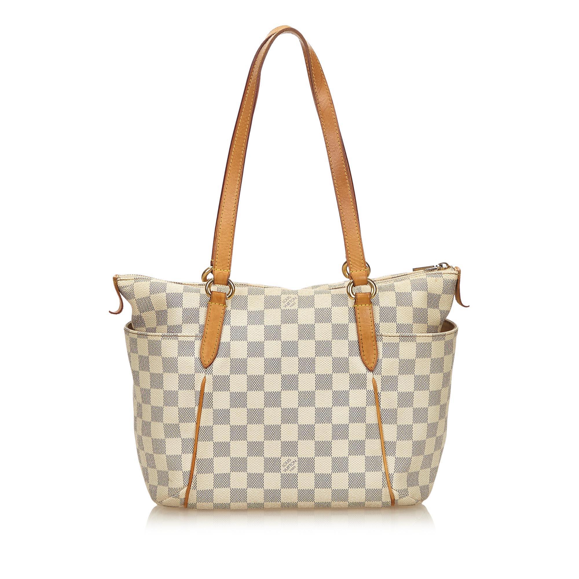 Louis Vuitton White Leather Damier Azur Canvas Totally Pm Bag in White - Lyst
