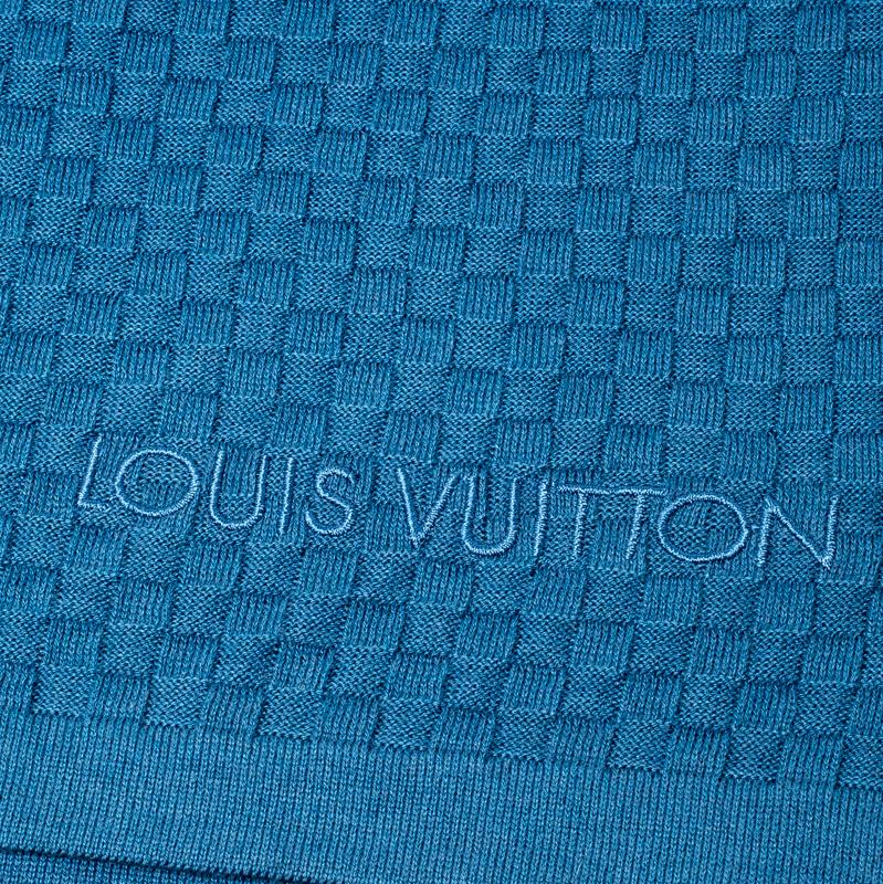Louis Vuitton Blue Checked Pattern Cotton Cashmere Micro Damier