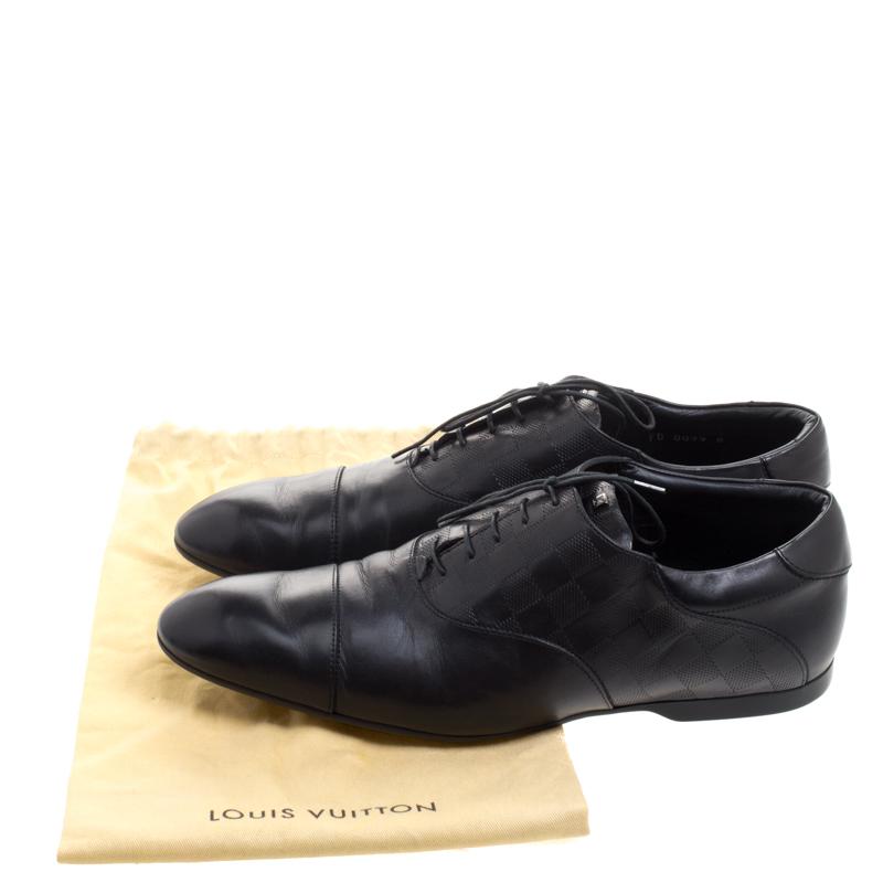 Louis Vuitton Damier Embossed Leather Lace Up Oxfords in Black for Men - Lyst