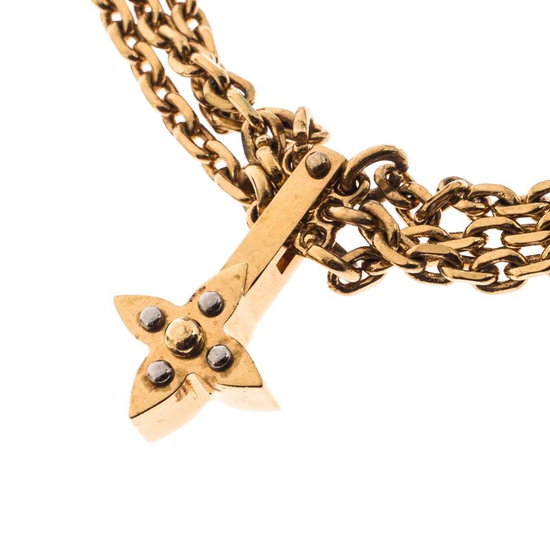Louis Vuitton Damier Monogram Faux Pearl Gold Tone Chain Link Charm Bracelet in Metallic - Lyst
