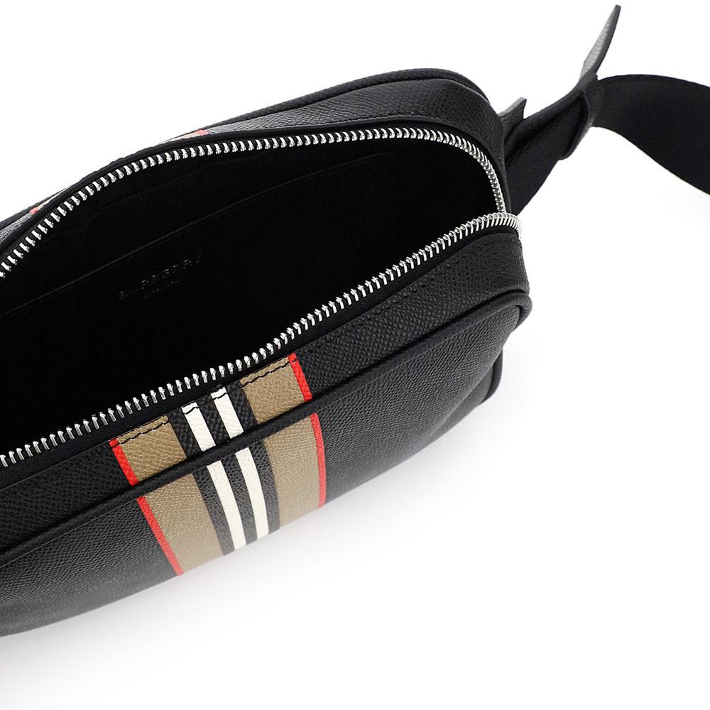 Burberry Black Leather West Icon Stripe Beltpack for Men - Lyst