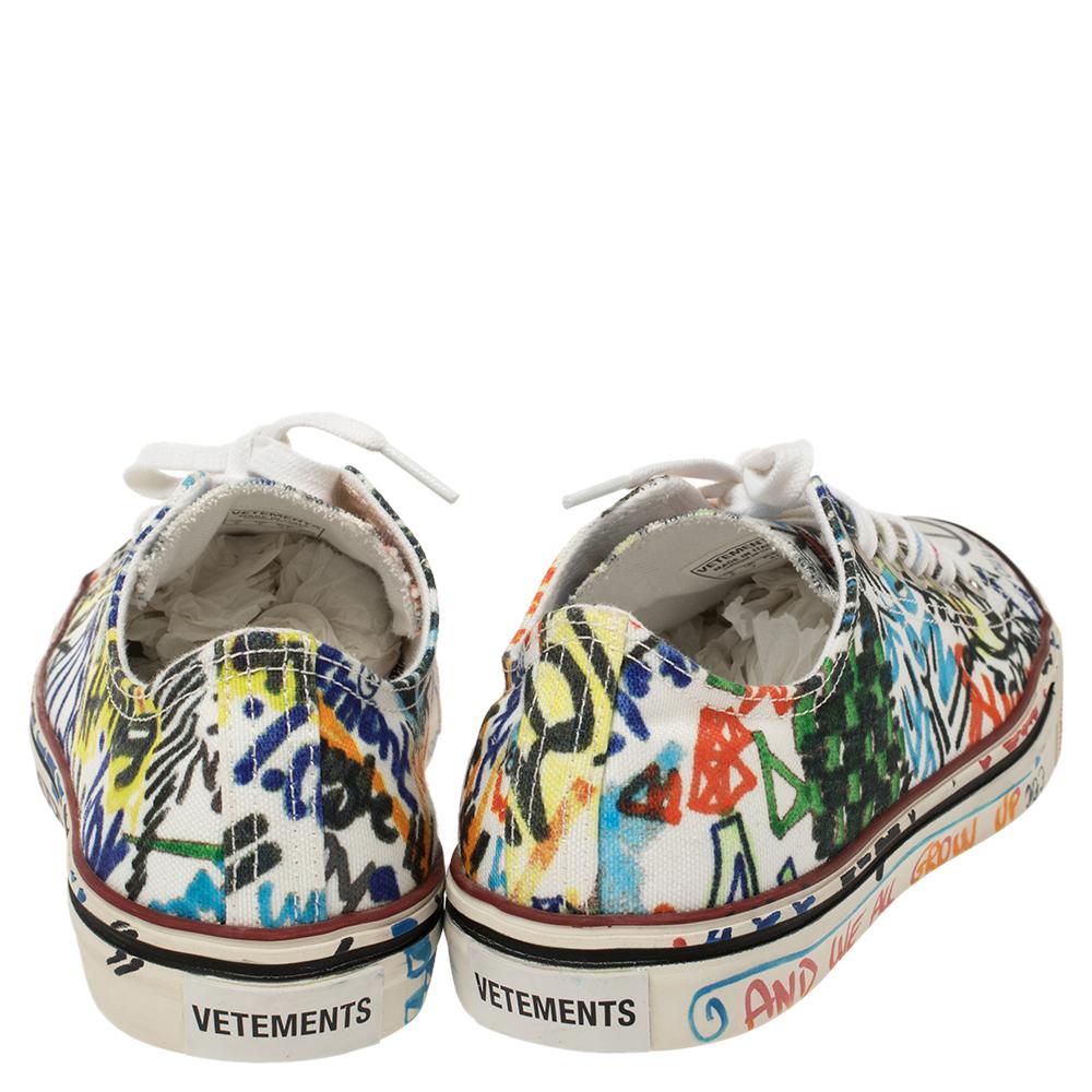 Vetements Multicolor Graffiti Canvas Low Top Lace Up Sneakers for Men ...