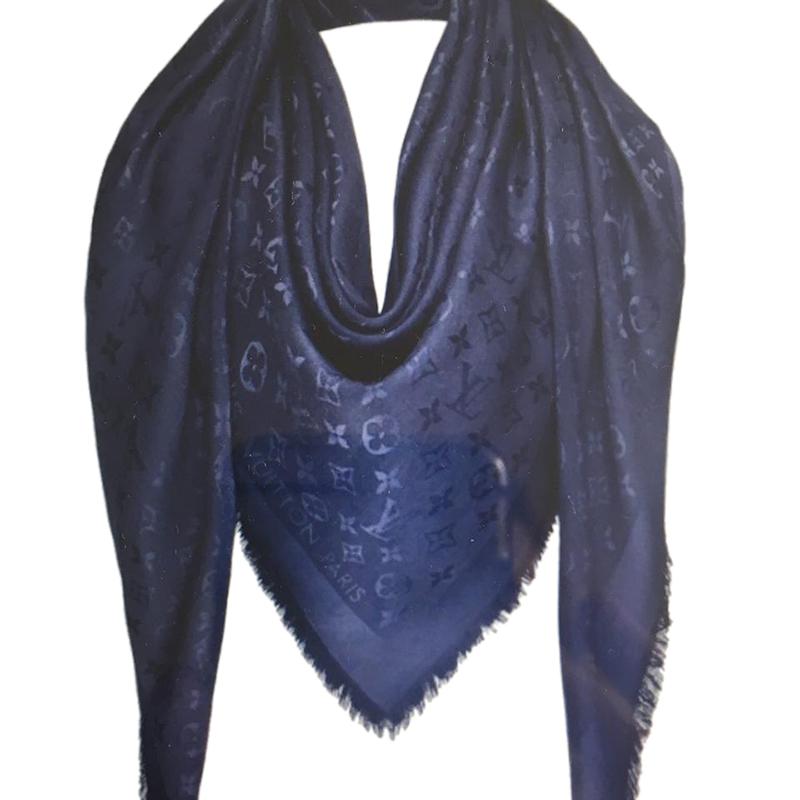 Pre-Owned Monogram Shawl Electric Blue ($395) ❤ liked on Polyvore