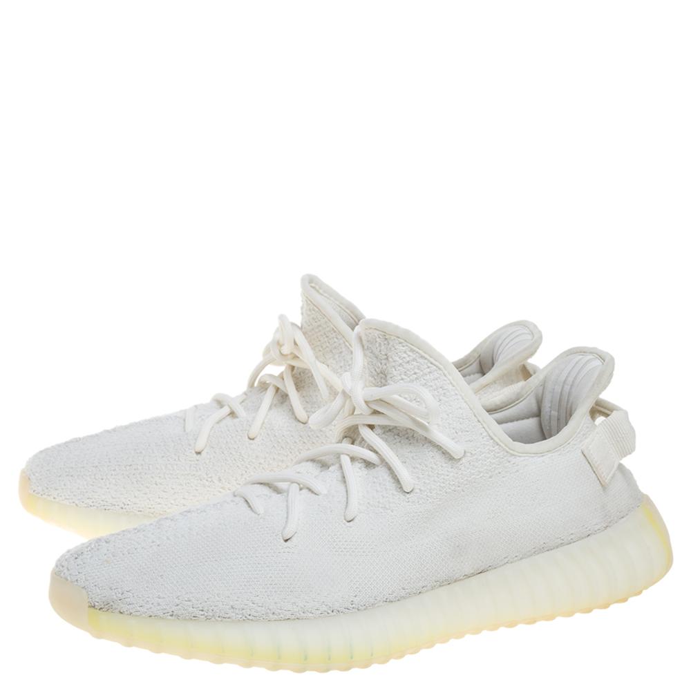 Yeezy White Cotton Knit Boost 350 V2 Sneakers for Men - Lyst