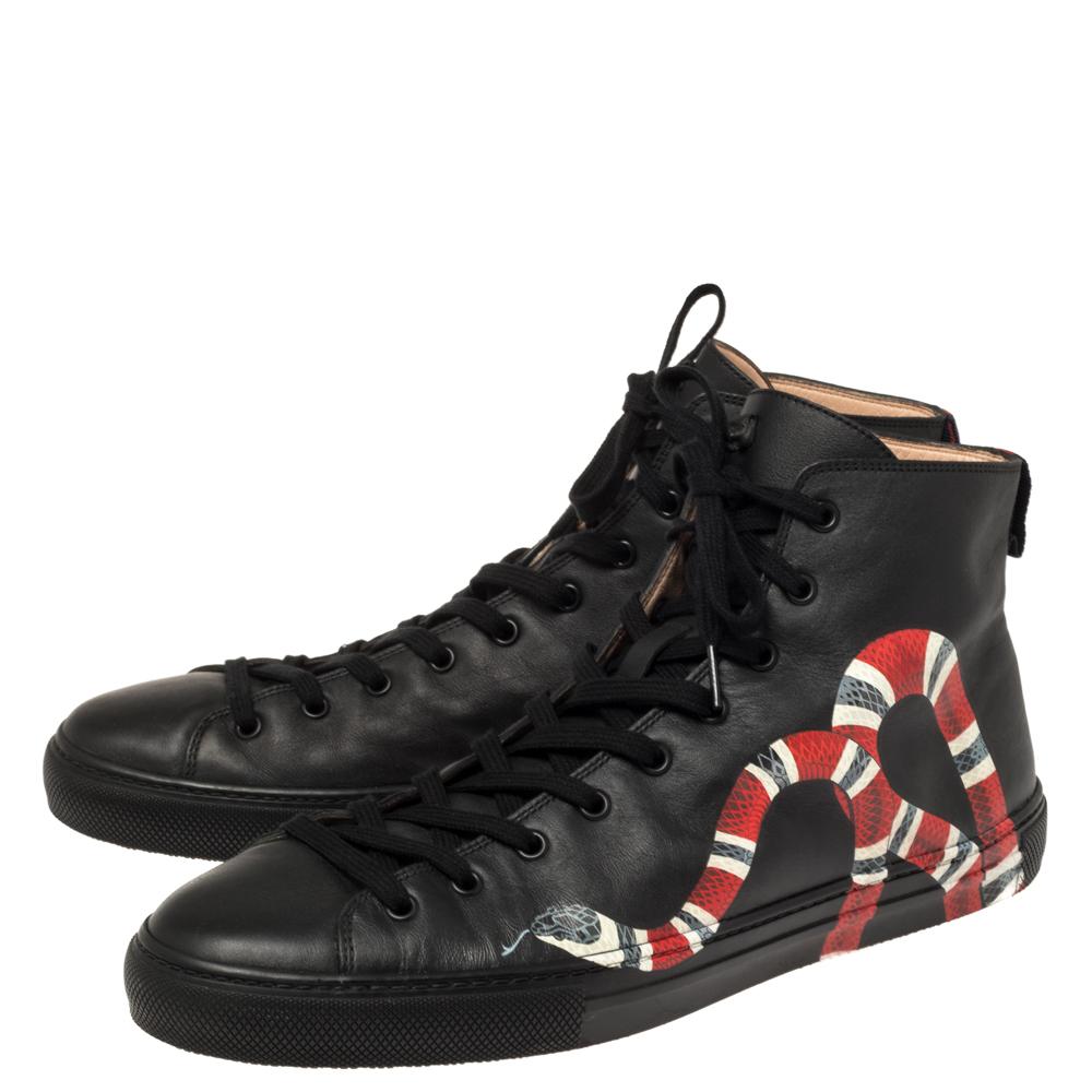 gucci leather high top with snake
