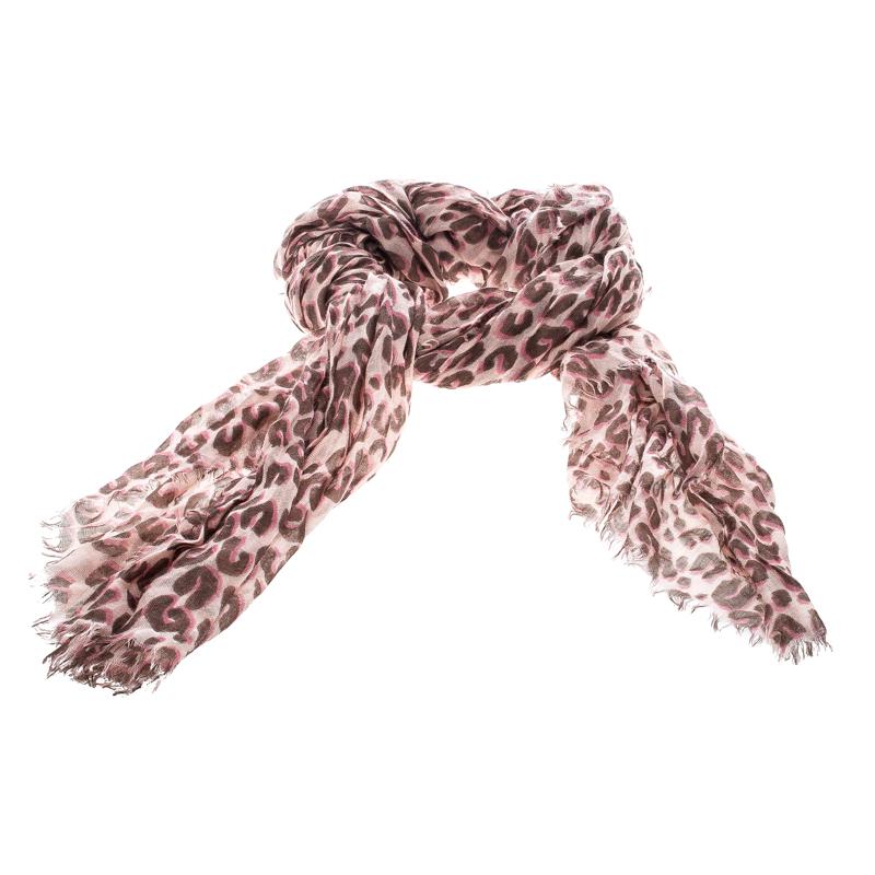 Louis Vuitton Pink And Leopard Print Cashmere And Silk Stephen Sprouse Graffiti Scarf in Brown ...