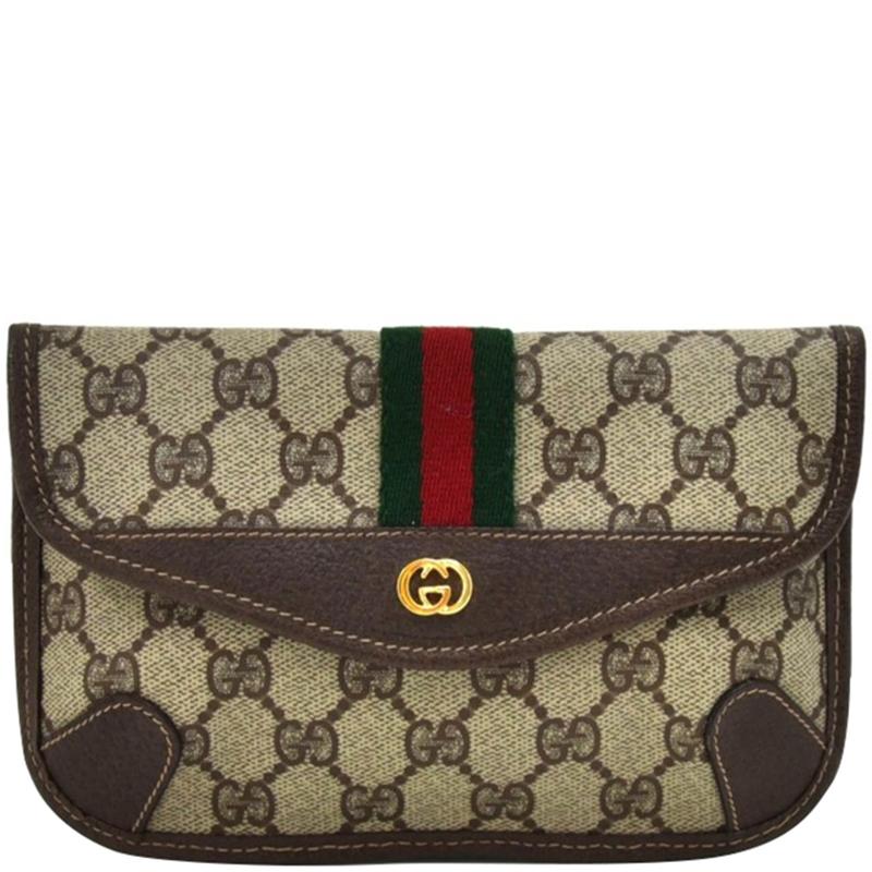 Gucci Beige GG Supreme Coated Canvas Mini Clutch Bag in Natural Lyst